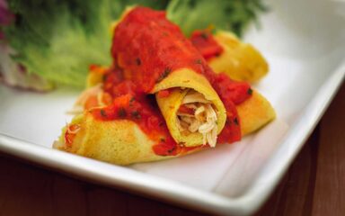 Panqueca de frango com aveia