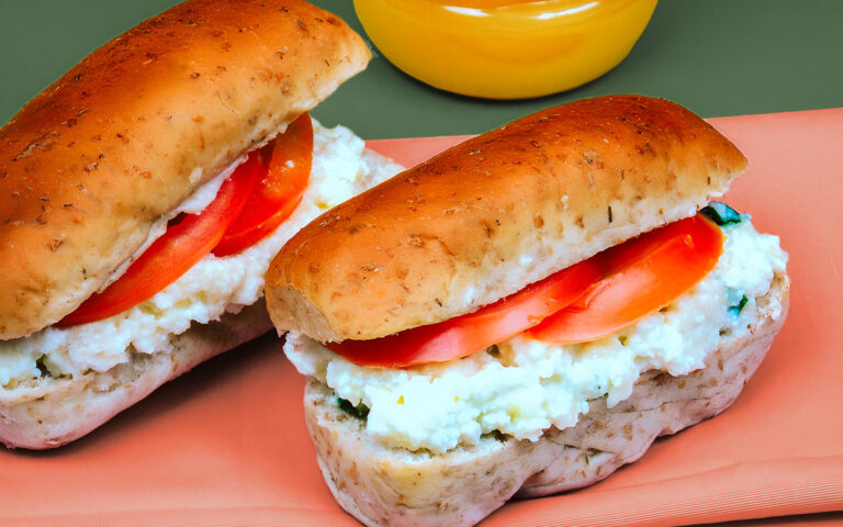 Bisnaguinha integral com pasta de queijo e tomate
