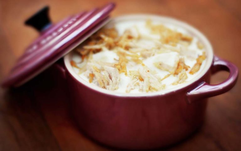 Sopa creme de palmito com frango