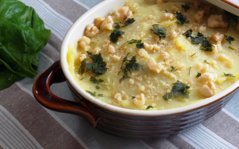 Escondidinho de batata doce e proteína de soja