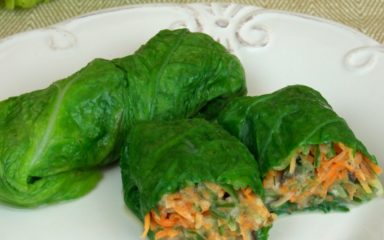 Pacotinhos de acelga recheados com cogumelos